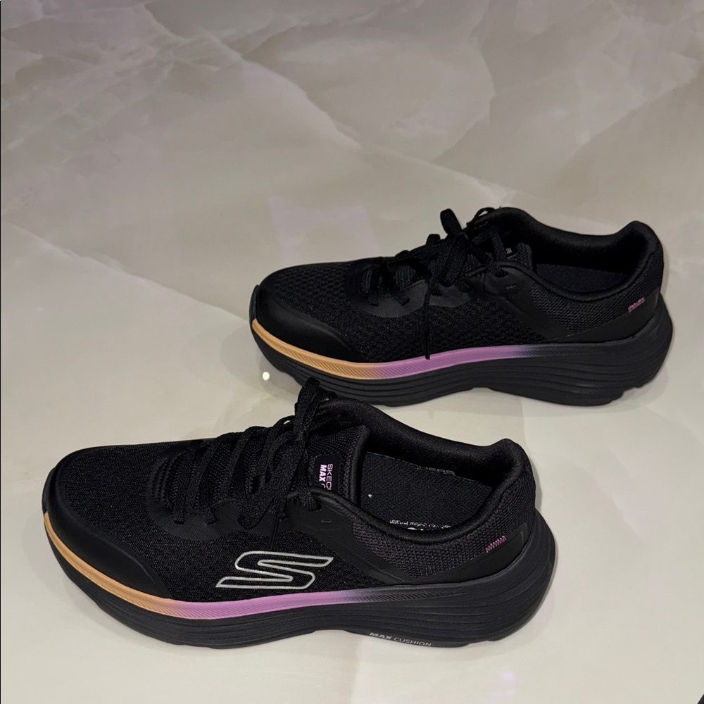 Skechers Women's Black Athletic Shoes with Colorful Gradient